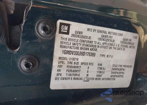 2006 Pontiac Montana из США, поврежденный, VIN 1GMDV33L06D176389